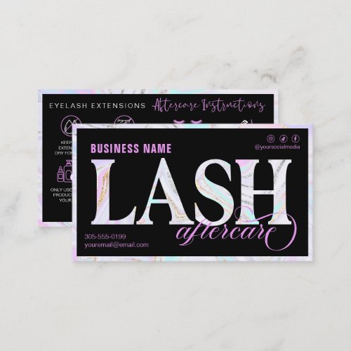 Lash Aftercare Instructions Fuchsia Marbled Swirl  Business Card