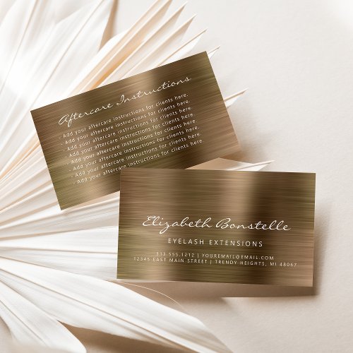 Lash Aftercare Instructions Gold Metallic Business Card