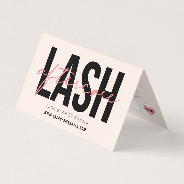 Lash Aftercare Instructions & Loyalty Discount Business Card (Front)