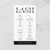 Lash Aftercare Instructions Minimalist Logo Salon Business Card (Front)