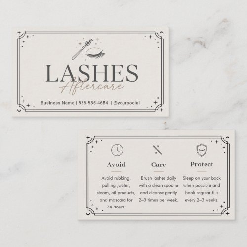 Lash Aftercare Minimal Care Celestial Template Business Card