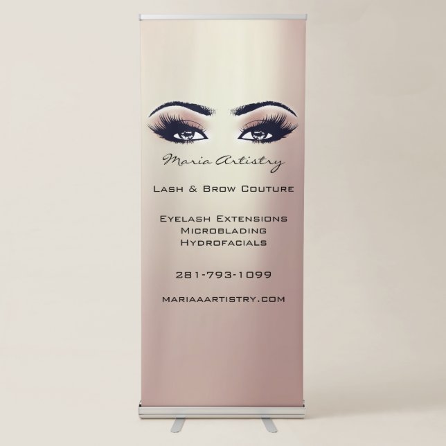 Lash And Brow Culture Rose Gold Eyes Blush1 Retractable Banner (Front)