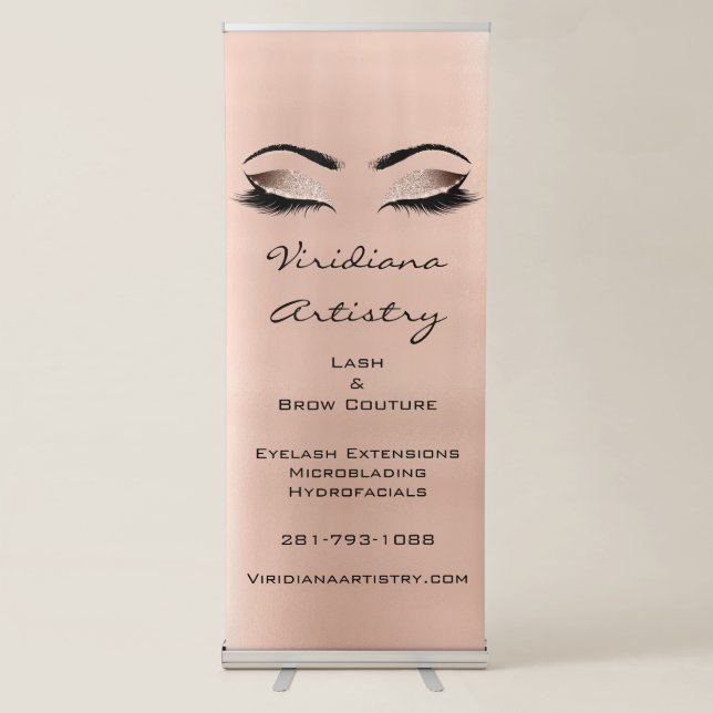 Lash And Brow Culture Rose Gold Eyes Brows Retractable Banner (Front)