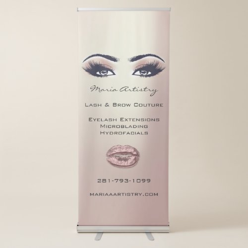 Lash And Brow Culture Rose Lips Eyes Blush SPA Retractable Banner