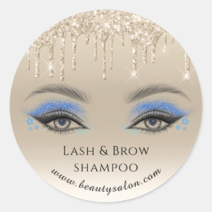 lash and brow shampoo gold glitters business classic round sticker