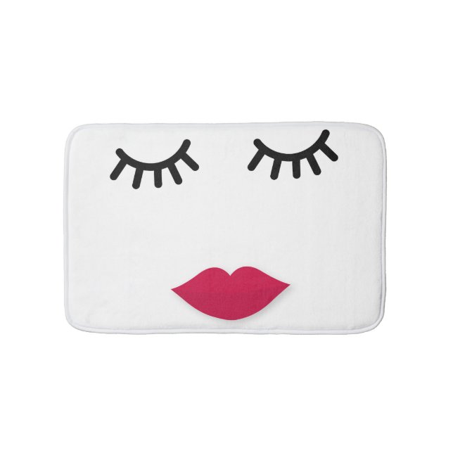Lash and Red Lip Sweet Girl Portrait Bathroom Mat (Front)