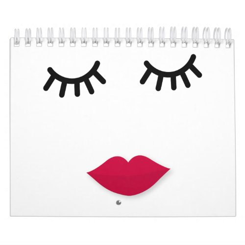 Lash and Red Lip Sweet Girl Portrait Calendar