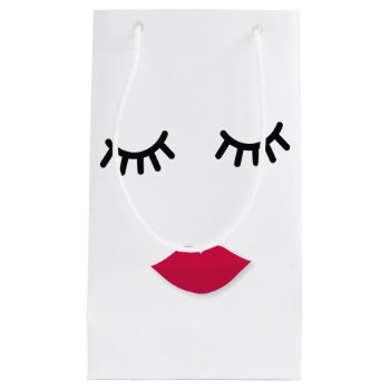 Lash And Red Lip Sweet Girl Portrait Small Gift Bag by YLGraphics at Zazzle