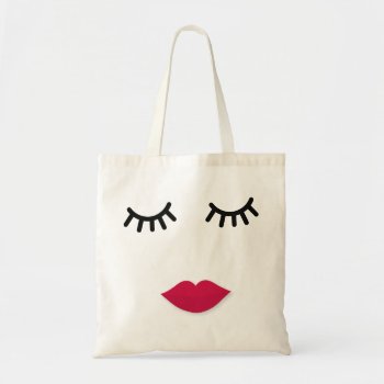 Lash And Red Lip Sweet Girl Portrait Tote Bag by YLGraphics at Zazzle