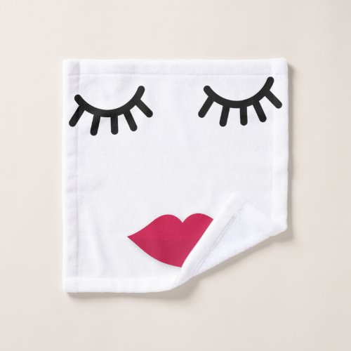 Lash and Red Lip Sweet Girl Portrait Wash Cloth