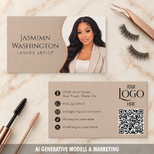 Lash Artist Champagne Taupe Branding Business Card