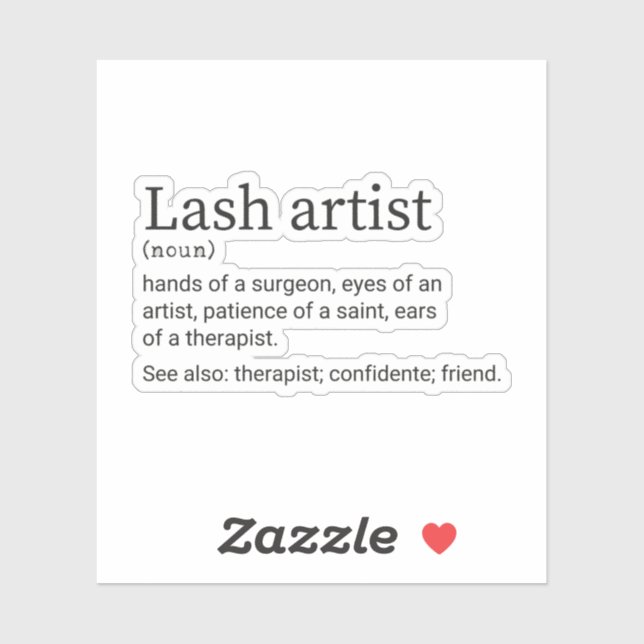 Lash Artist Definition, Lash Tech, Lash Artist Sticker (Sheet)