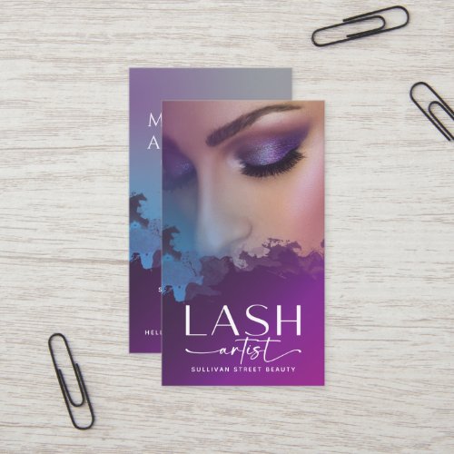 Lash Artist Photo Purple  Business Card