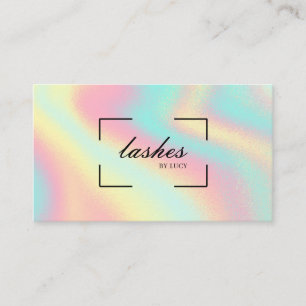 Lash Bar Beauty Salon Pastel Holographic Business Card