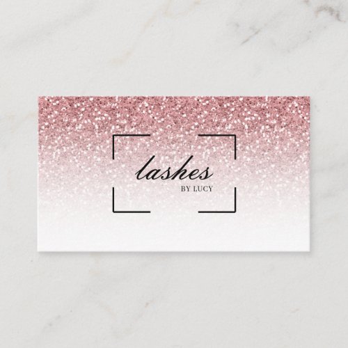 Lash Bar Beauty Salon Rose Gold Glitter Business Card