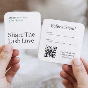 Lash Bar Client Referral QR Code Card