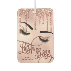 lash boss makeup artist girly glitter rose gold air freshener