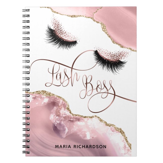 Lash Boss Makeup Eyebrow Eyes Lashes Blush pink Notebook (Front)