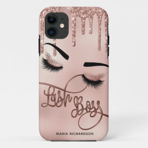 Lash Boss Makeup Eyebrow Eyes Lashes Dripping Gold iPhone 11 Case