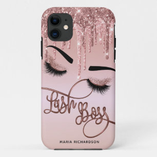 Lash Boss Makeup Eyebrow Eyes Lashes Dripping Gold iPhone 11 Case