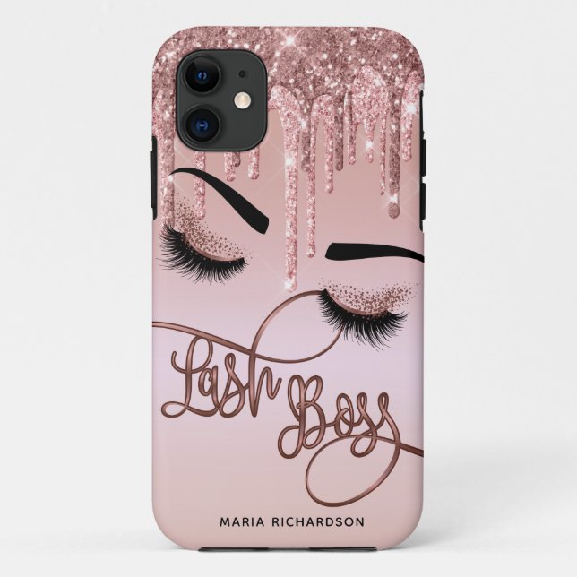 Lash Boss Makeup Eyebrow Eyes Lashes Dripping Gold Case-Mate iPhone Case (Back)