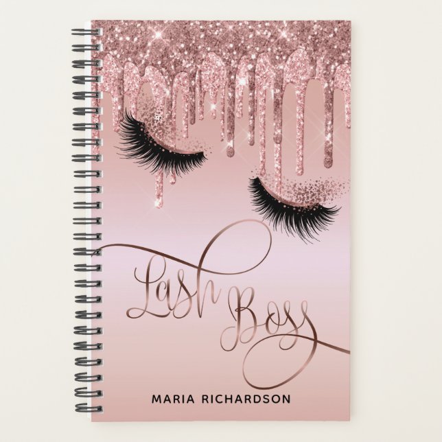Lash Boss Makeup Eyebrow Eyes Lashes Dripping Gold Planner (Front)