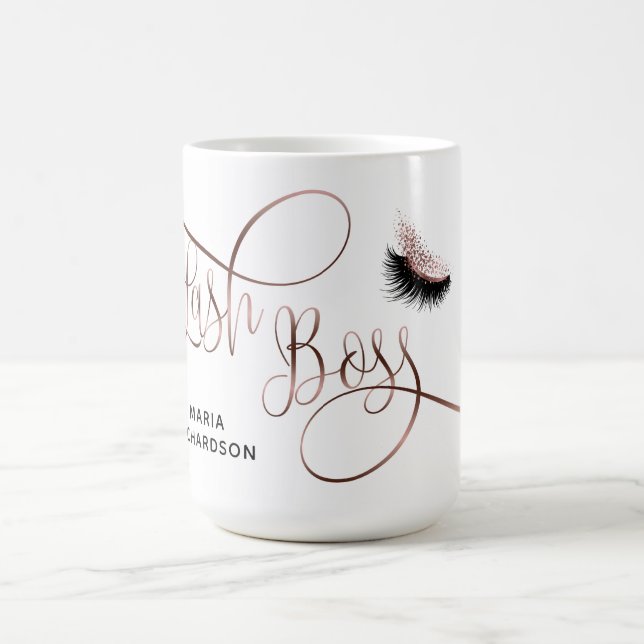 Lash Boss Makeup Eyebrow Eyes Lashes Rose Gold Coffee Mug (Center)