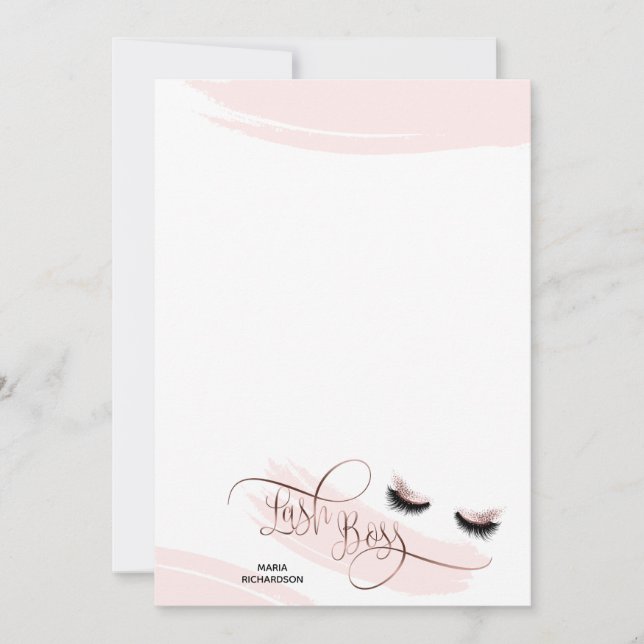 Lash Boss Makeup Eyebrow Eyes Lashes Rose Gold Note Card (Front)