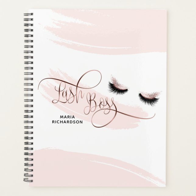 Lash Boss Makeup Eyebrow Eyes Lashes Rose Gold Planner (Front)