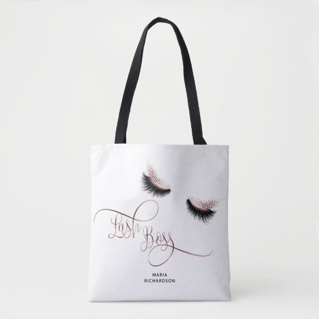 Lash Boss Makeup Eyebrow Eyes Lashes Rose Gold Tote Bag (Front)