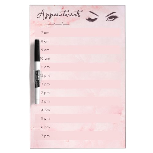 Lash Brow Artist Tech Appointment Dry Erase Board