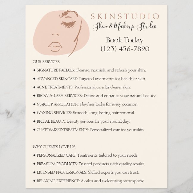 Lash Brow Beauty Cosmetic Facial Aesthetic Flyer