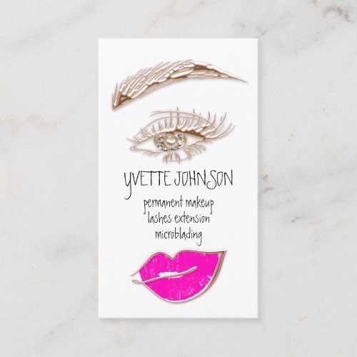 Lash Brow Makeup Artist QRCode Rose Pink Lips Business Card