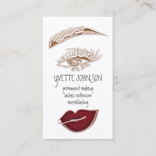 Lash Brow Makeup Artist QRCode Rose Red Lips Business Card