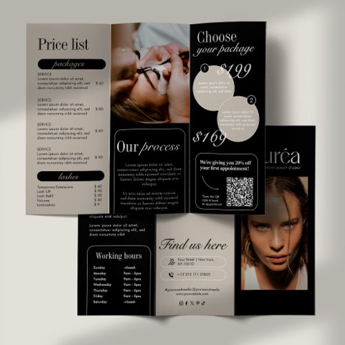 Lash, Brow &amp; PMU Modern Beauty Trifold Brochure