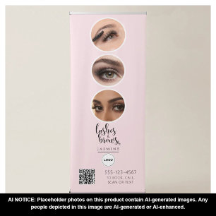Lash & Brow QR Code Photo Collage Salon Display Retractable Banner