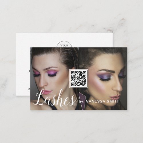 Lash business card with QR code and photos