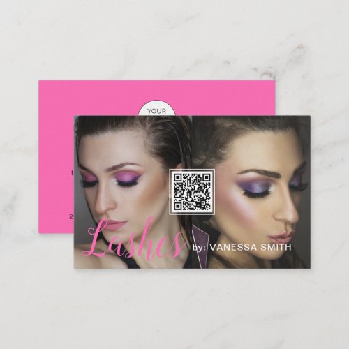 Lash business card with QR code and photos