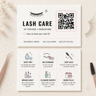 Lash Care Pink Minimal QR Salon Insert