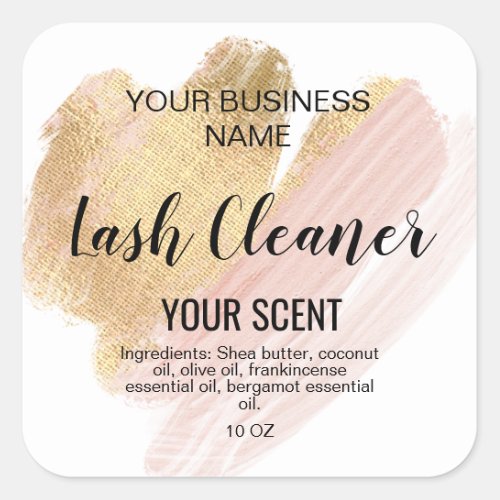 lash cleaner gold blush pink classic  square  square sticker