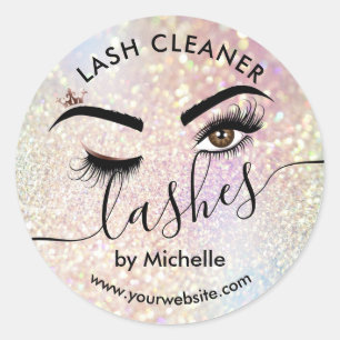 Lash Cleaner Makeup Eyes Beauty salon Classic Roun Round Sticker