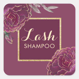 Lash Cleaner Vintage Floral Burgundy Red Square Sticker