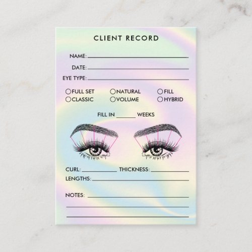 Lash Client Record Add Logo Holograph Business Card