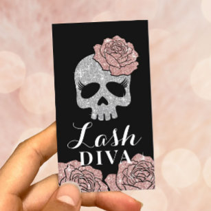 Lash Diva Glitter Beauty Skull Eyelash Extensions Business Card