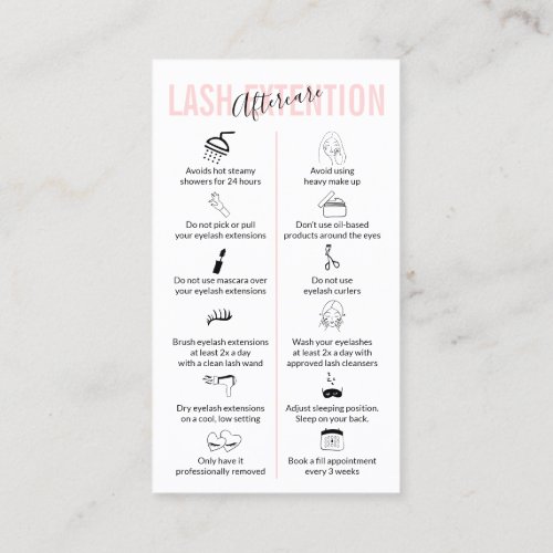Lash Extension Aftercare Business Card