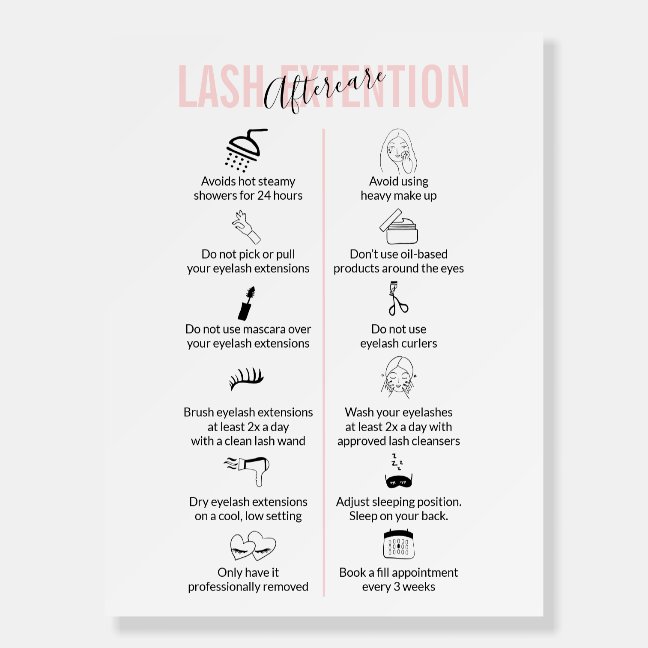 Lash Extension Aftercare Business Info Foam Board