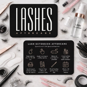 Lash Extension Aftercare Card Black Minimalist