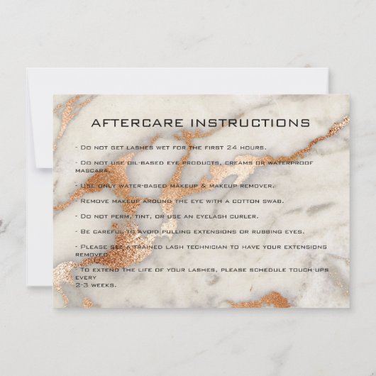 Lash Extension Aftercare Instruction Copper Marbl (Back)