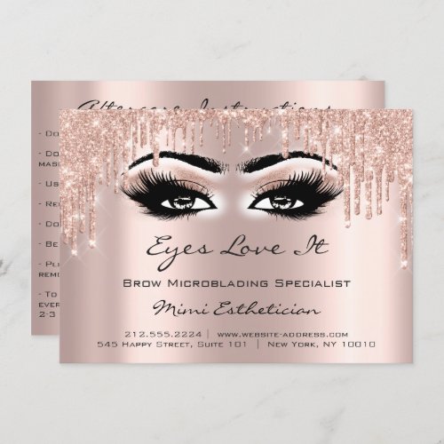 Lash Extension Aftercare Instruction Eyes Glitter Invitation