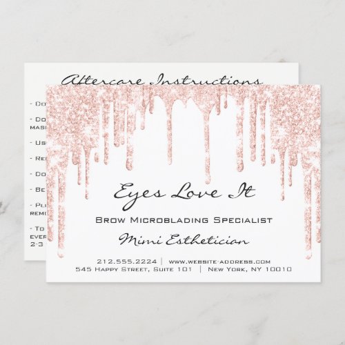 Lash Extension Aftercare Instruction Spark Glitter Invitation